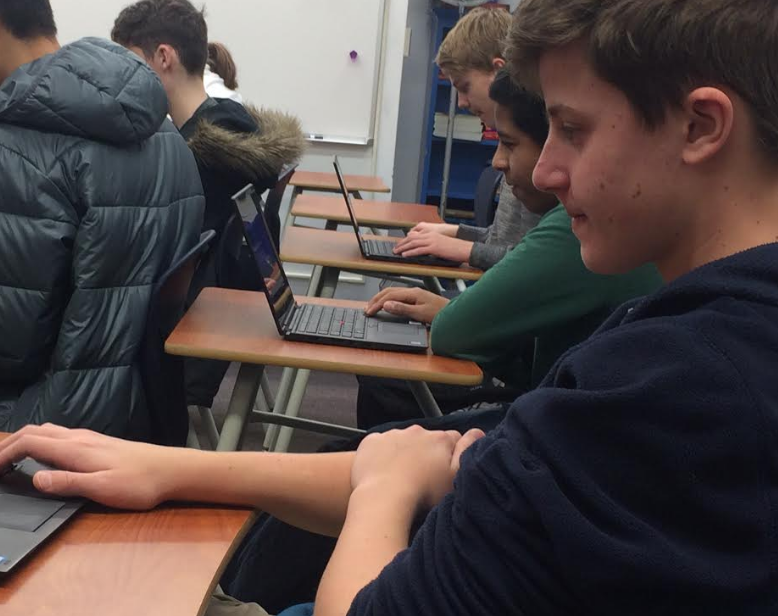 Ninth grader and Splix.io champion Josh Meitz competes with fellow classmates during x period in the Splix.io tournament, hosted by the IT club