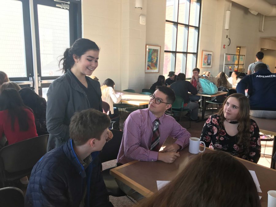 HerSpace co-president, junior Numi Katz,checks in with the Oto advisory, giving them instructions on how to turn in their stickers. We thought we would only have one winner said Katz, But we might need to have more than one!