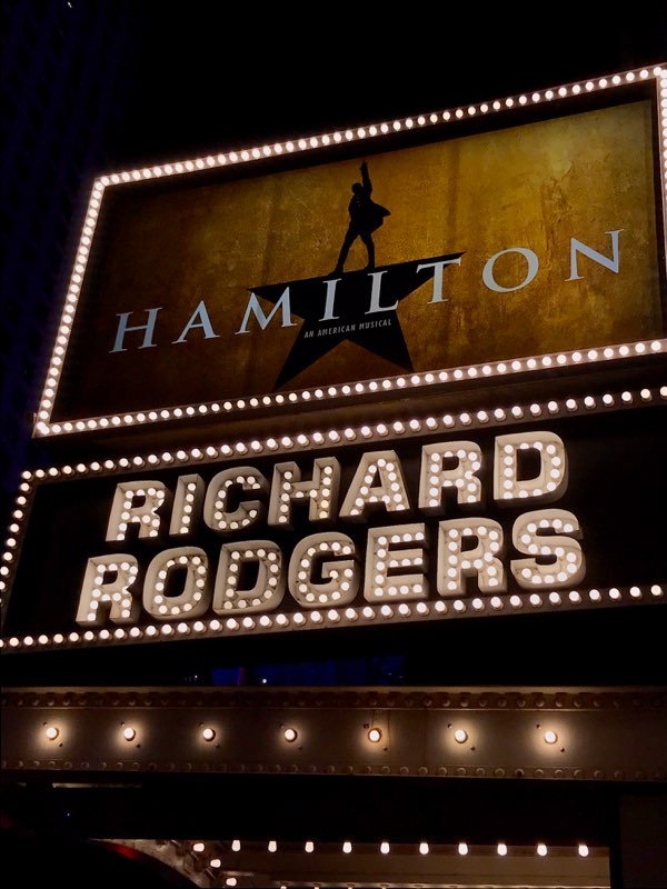 Students view a performance of Hamilton on Broadway during their second day in New York City. 