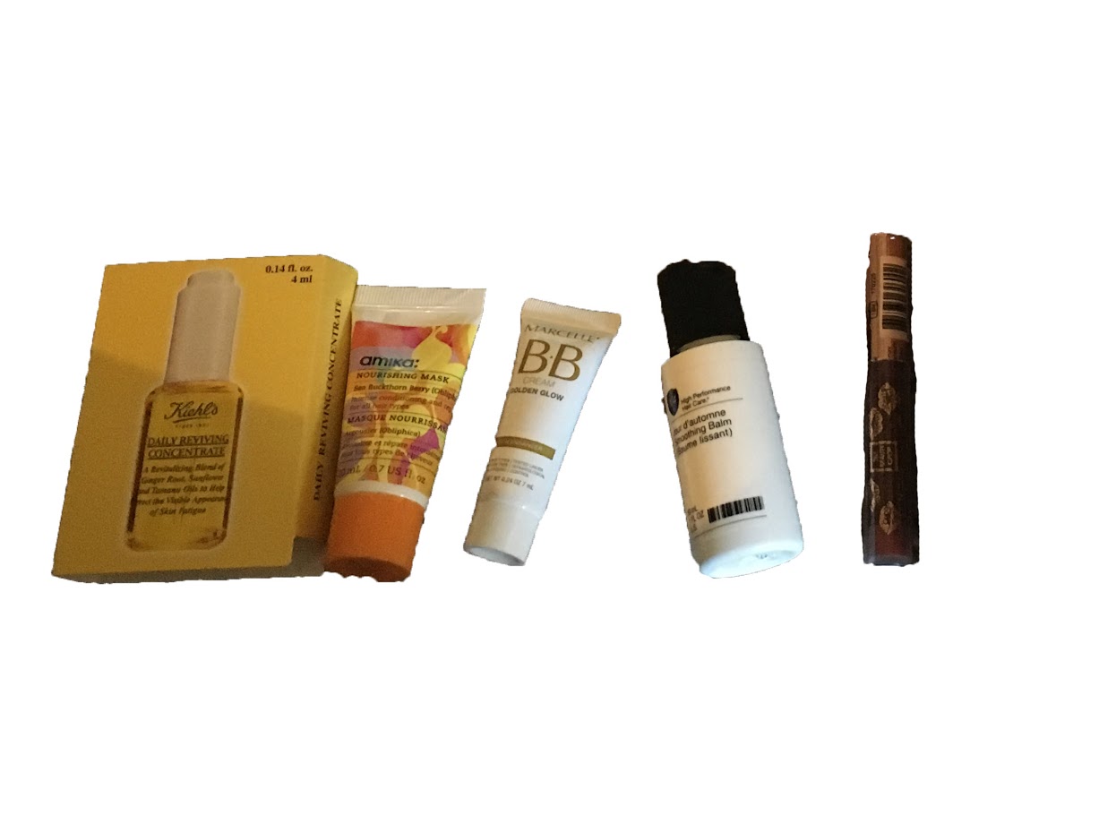 Items contained in a birchbox subscription box.