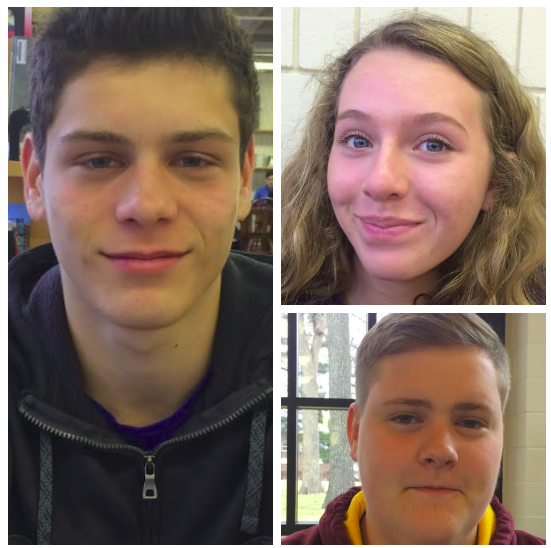 Sophomores Eric Lagos (left), Muriel Lang (top right), and Riley Tietel (bottom right) all react to SPA's portable classrooms at the start of the fourth quarter.
