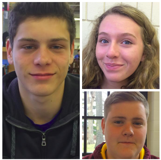 Sophomores Eric Lagos (left), Muriel Lang (top right), and Riley Tietel (bottom right) all react to SPAs portable classrooms at the start of the fourth quarter.