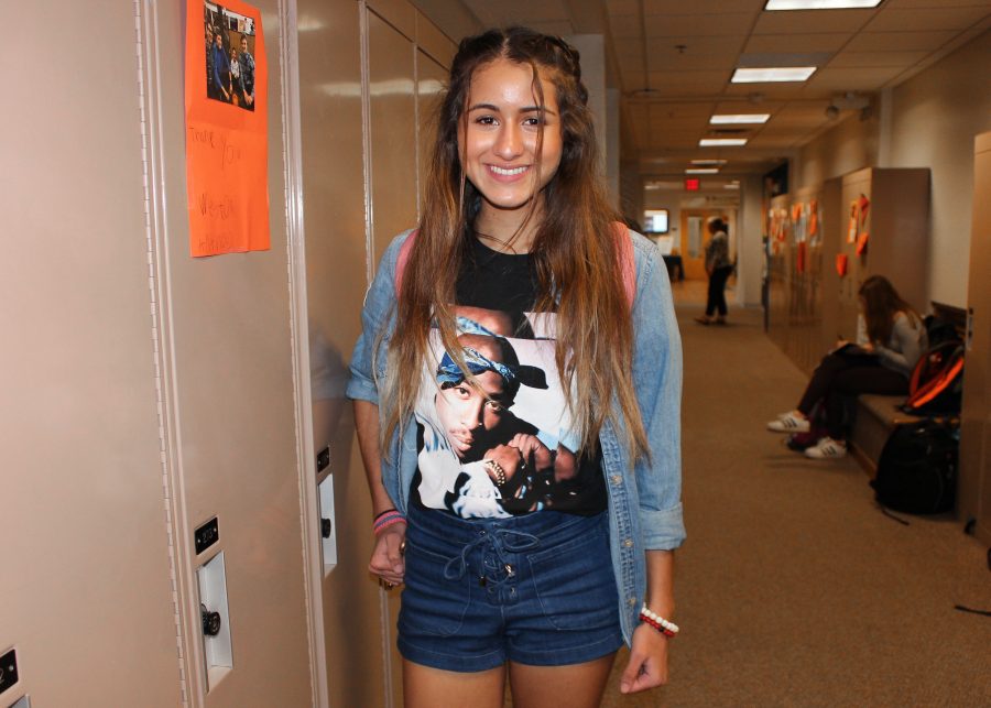 A close up of Ninth grader Lilly Ramalingam's graphic shirt.
