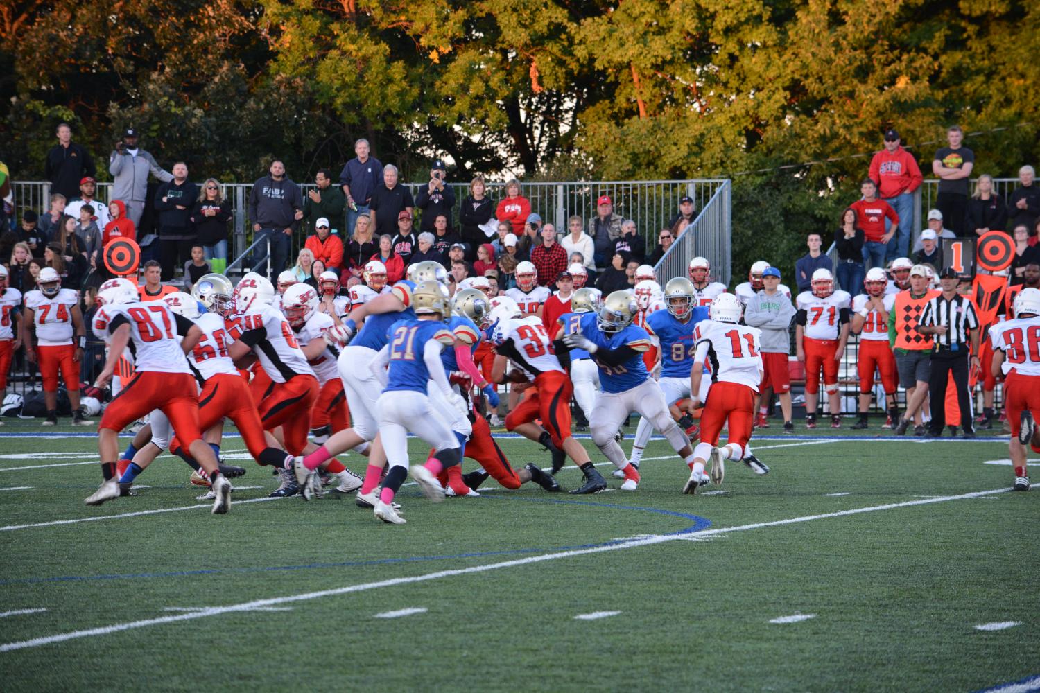 Massive pile up between Crusaders Offense and Wolfpack defense