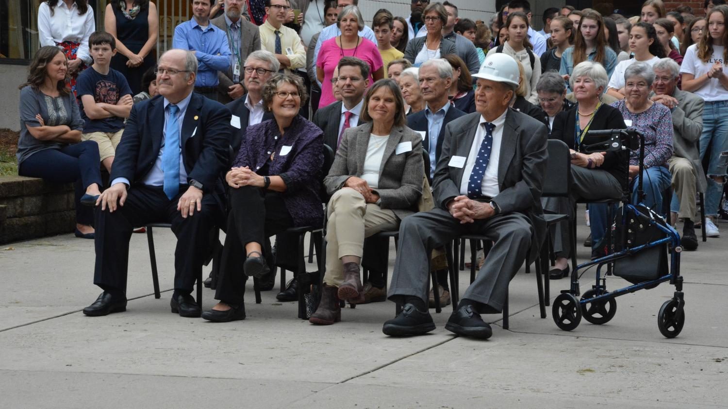 GROUNDBREAKING GIFT BREAKS GROUND. Hundreds of students surrounded the work site of the Hugh K. Schilling Center on Sep. 25 to celebrate the construction of the new Math and Science wing. "It means a lot to him to have these types of events," Annie Walle, the Events and Stewardship Administrator, said. Schilling’s generous gift of $15 million is the largest donation ever made to an independent high school in Minnesota, which will go into creating one of the most advanced STEM environments in the Midwest.