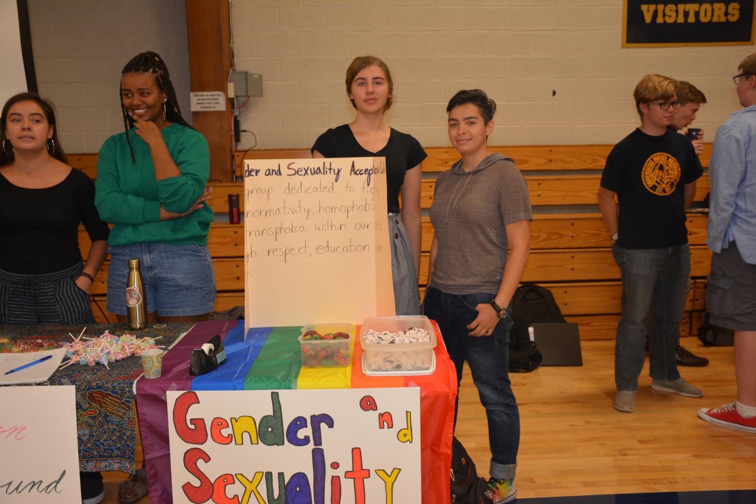 Senior GSA president Aaron Datta and member Zoe Hermer-Cisek host a booth at the clubs fair on Sept. 11. 