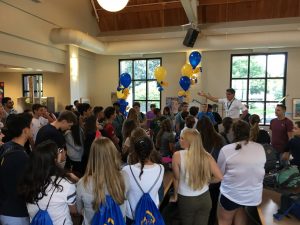 Sr. Castellanos addressed the crowd of host families and exchange students, welcoming them to Minnesota. 