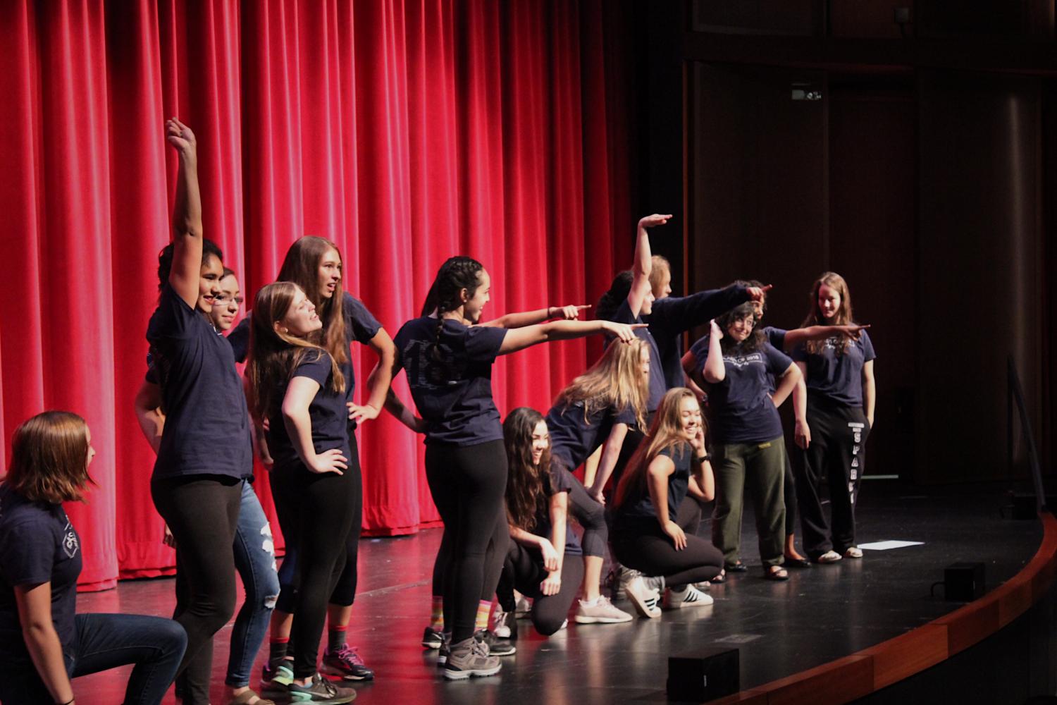 The senior girls teamed up to dance to "Wannabe" by the Spice Girls
