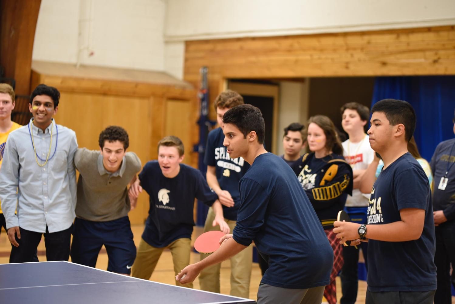 Junior Husaam Qureishy serves the ping pong in the championship game. 