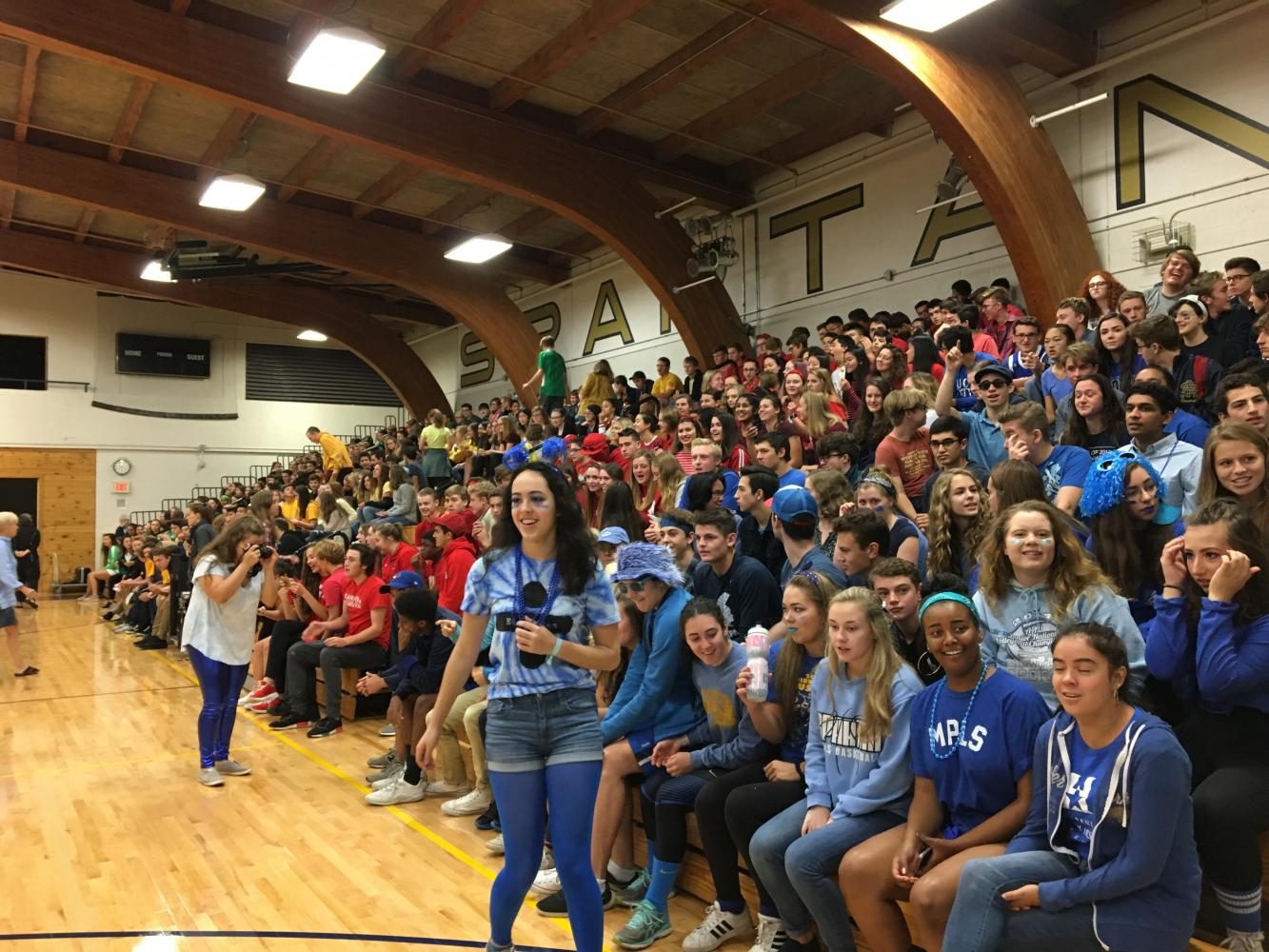 Grades took their class colors seriously and a bright rainbow could be seen across the gymnasium. 