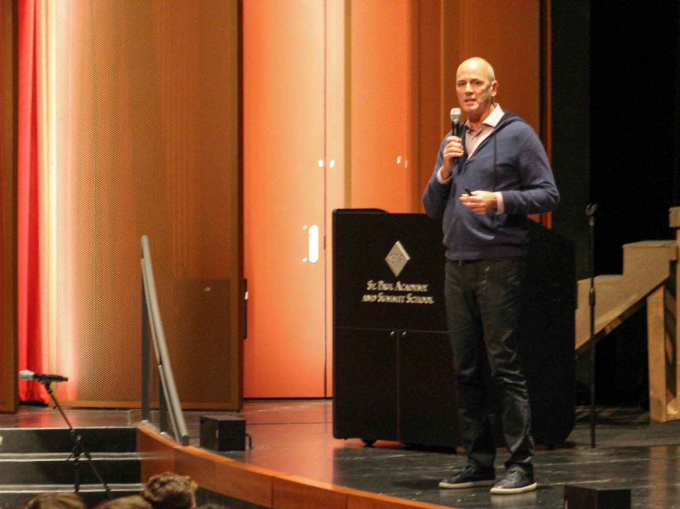 Keynote speaker Michael Bazzett takes the stage for Book Fest