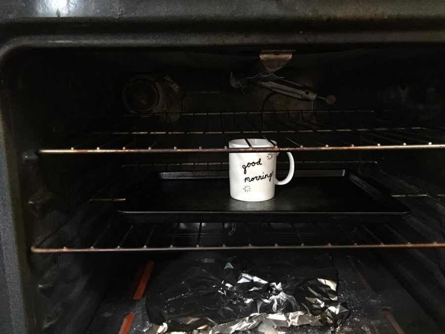 Step 3. Place dried mug in the oven BEFORE heating it up, to prevent cracking.