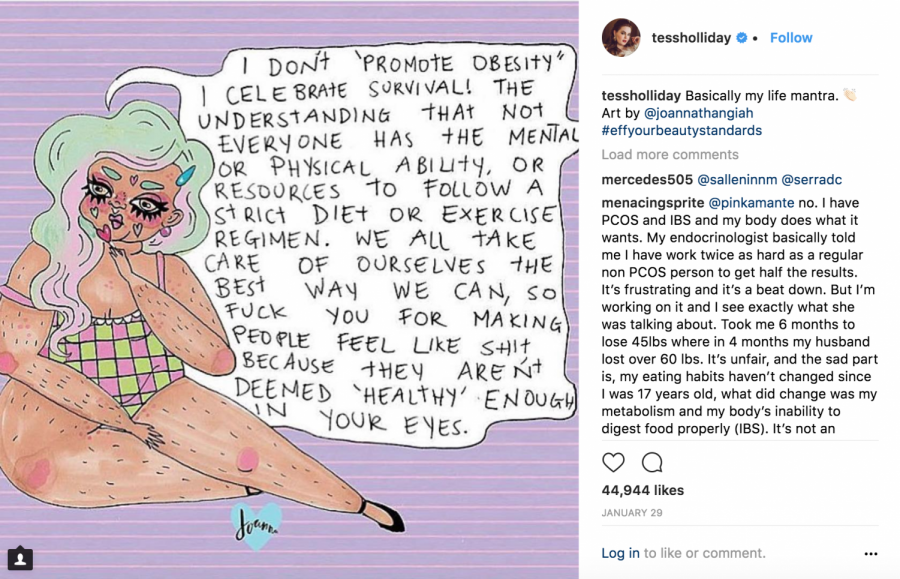 Tess+Holliday+posts+images+and+illustrations+promoting+body+positivity%2C+and+offers+an+important+voice+in+the+challenge+against+body+dissatisfaction+and+diet+culture.