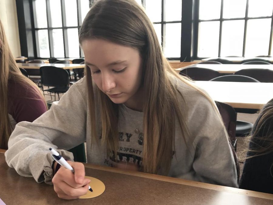 Junior Anna Perleberg writes a letter of support to the students effected by the shooting. 