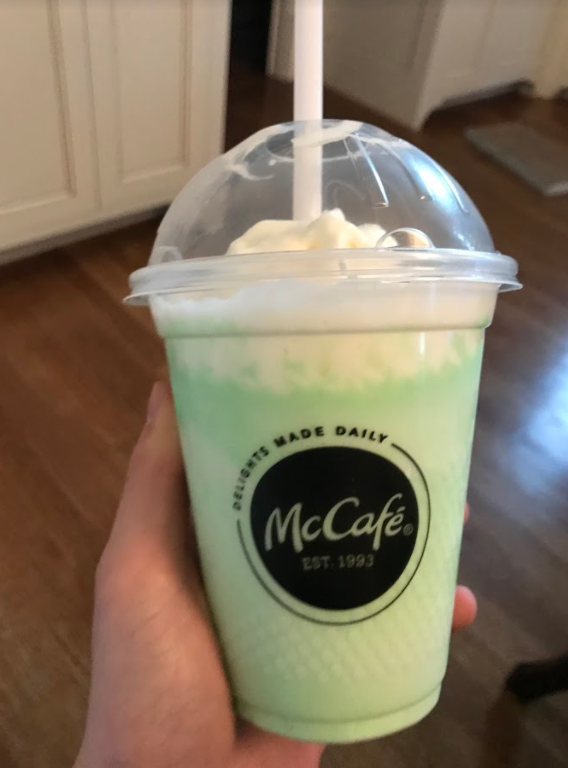 While the shake tasted okay, and had a very intriguing light-green color, topped with whipped cream, it definitely fell short of all the publicity and popularity it has somehow gained.