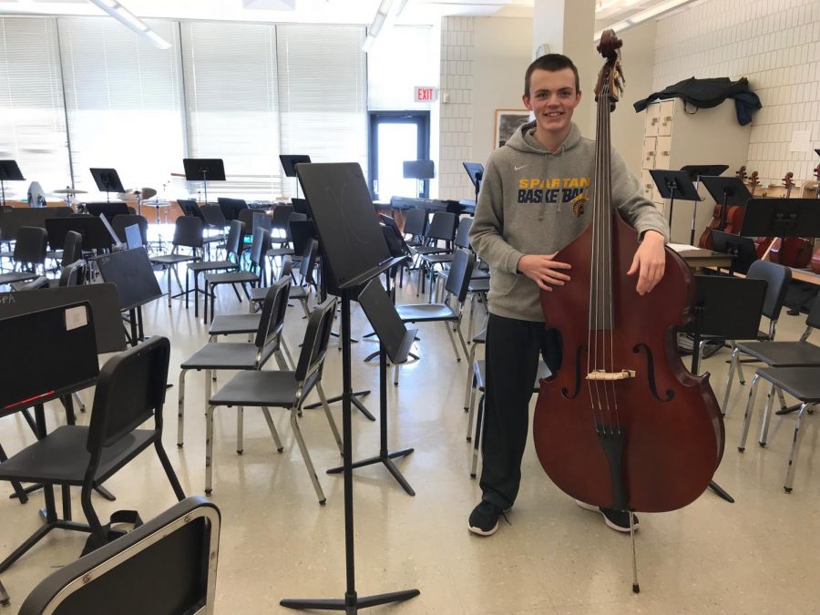 ALL-STATE BASS. Sophomore Zach Dyar takes on new challenges with his acceptance to the All-State orchestra, “The learning experience was quite different than what I’m used to, grinding out all the pieces in a week long camp,” Dyar said.