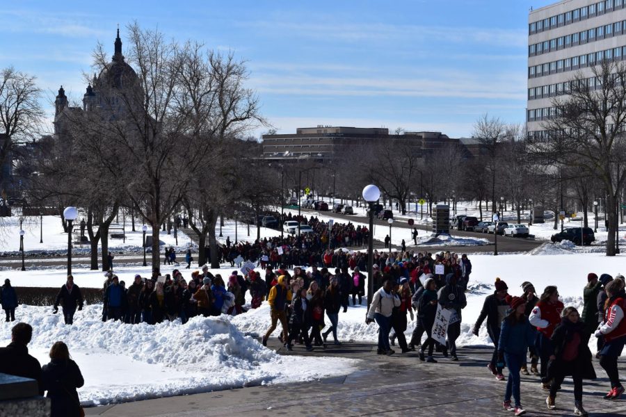 Students from St. Paul high schools streamed to the Captiol.