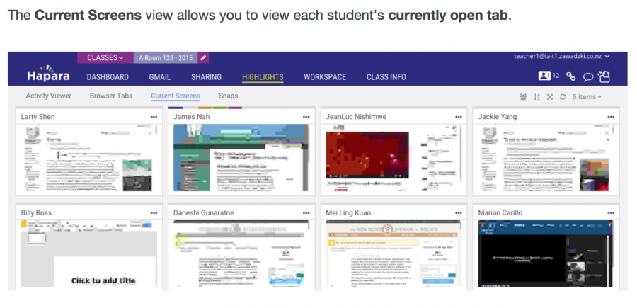 Essentially, this program allows teachers to see their students’ activity on Google Chrome at all times, and take screenshots of their tabs (what they’re doing) whenever they want.