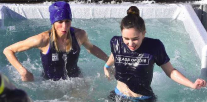 Senior Marlee Baron and family member participate in the polar plunge