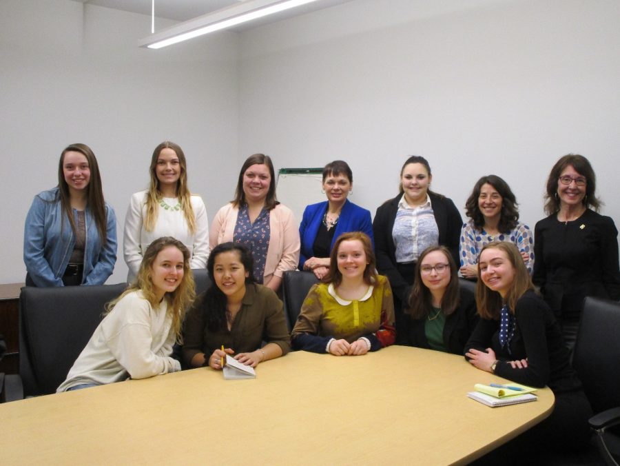 SSJ met with Senator Pappas to discuss her new child marriage bill. Senator Pappas is in the middle and wearing a blue jacket, Dr. Ellen Kennedy from World Without Genocide (who arranged the opportunity for SSJ) is on the far right and the rest of the adults are also from World Without Genocide. 