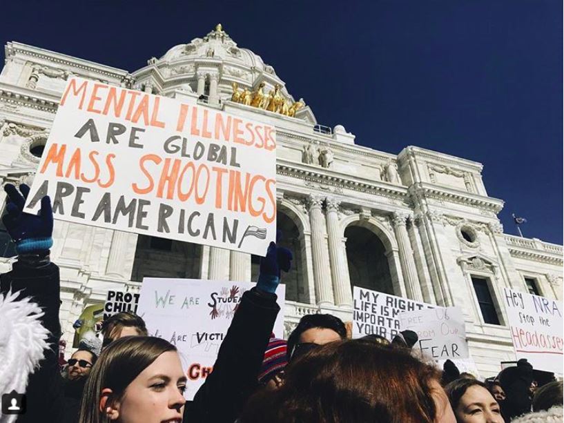 Students stand and protest at the capital against gun violence on March 7th. 