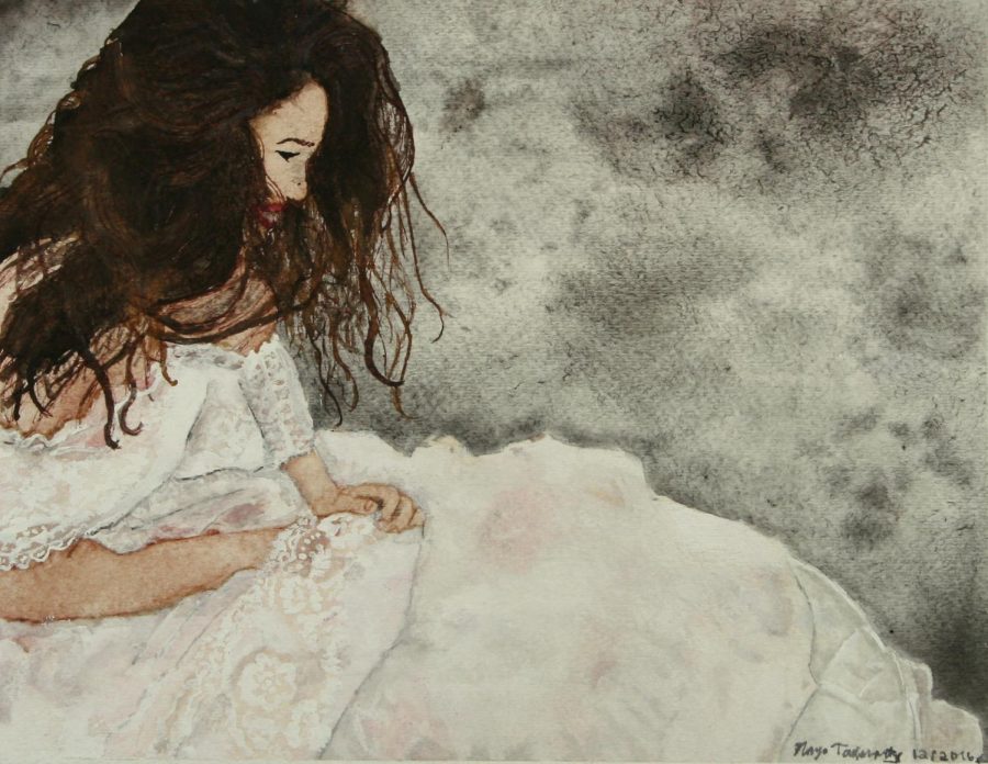 "Anjali." Watercolor. Original photograph taken by Martha Slaven.