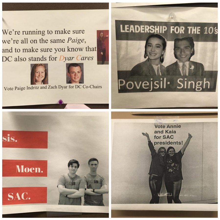 Campaign posters from the May 10 election.