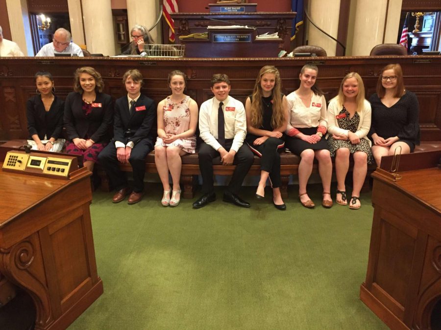 Junior Kaia Larsen posed with the other students who were part of the week long MN page program.