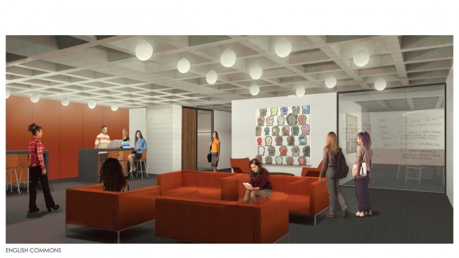 A rendering of the new English Commons to be built in Old Main.