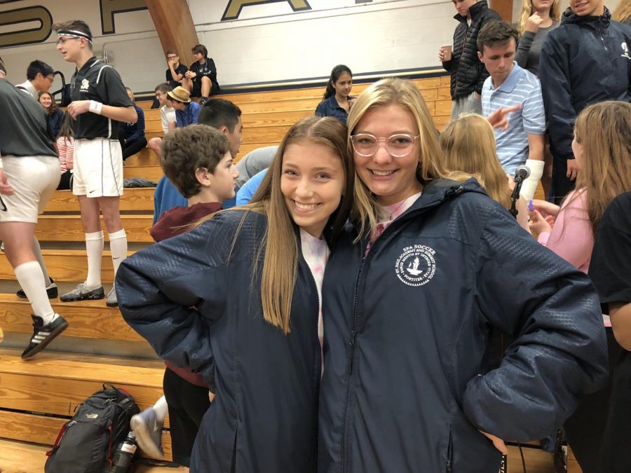 Juniors Helen Bartlett and Martha Sanchez twin in their soccer gear.