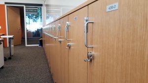 Lockers like these can be found throughout the Schilling center.