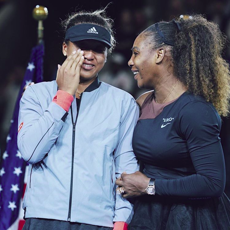 Serena Williams comforts emotional and upset opponent Naomi Osaka after she beats her in a controversial US Open finals match.