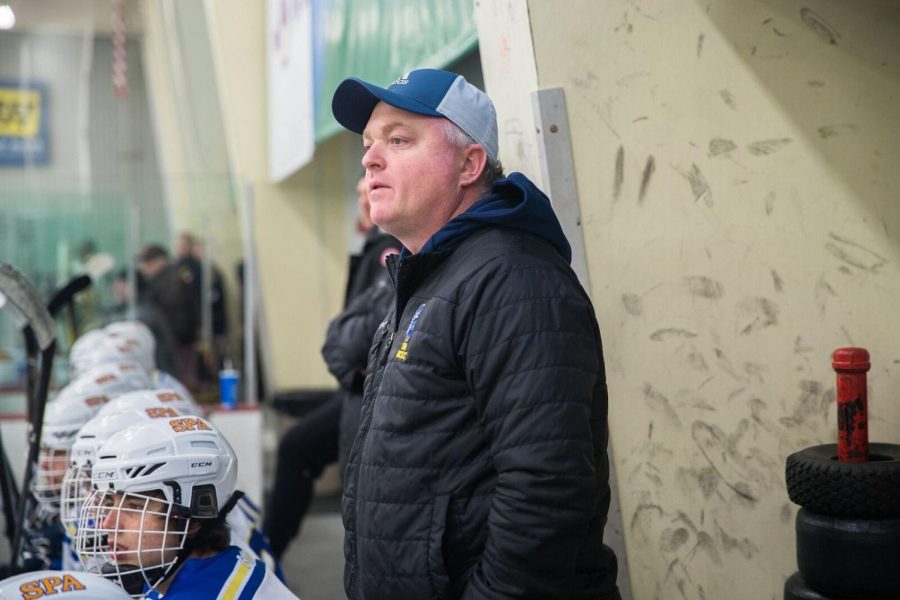 Eddie Wynne coaching the 2017-18 team from the bench. He will be back to coaching from the bench this year, this time as head coach “There’s a lot of comradery, and chemistry with him being back” - Julie Friend.