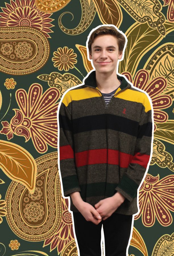 This sweater is the first piece of clothing that my mom bought when she got out of college; she went to the Ralph Lauren store in NYC and shes had it for about 20 years. I stole it from her last year because I thought it was cute and have yet to give it back to her. Ill never return it. -Sophomore Gavin Kimmel