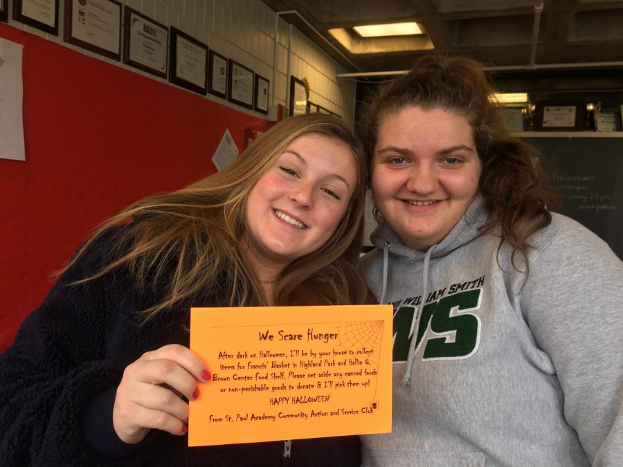 Seniors Ellie Nowakowski and Annie Bottern organized the We Scare Hunger Event for Halloween