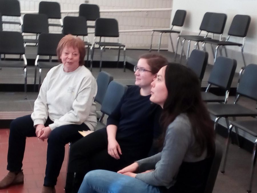 Gemma Yoo and Lily Nestor watch the short video on Bach's organ music. 
