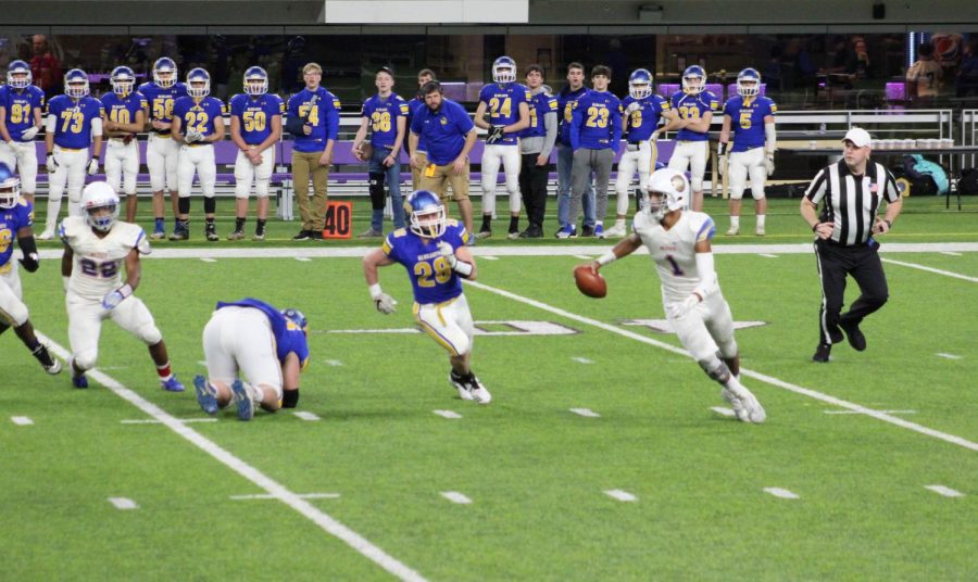 A Wolfpack player looks for an open pass.