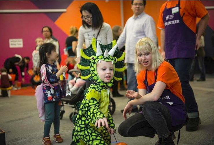 Volunteer opportunities at the Minnesota Childrens Museum include different costume parties including the Halloween Spooktacular party. 