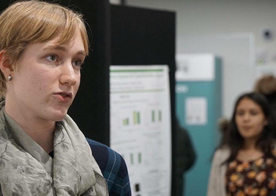 Senior Maggie Hlavka focused on the effects of climate change in her ASR project. “In short what I found was that the growth of these two plants, babe lust, and Canada rye, which are common tallgrass prairie plants, are not affected by drought conditions or variable precipitation which is a result of climate change in North America, she said. 