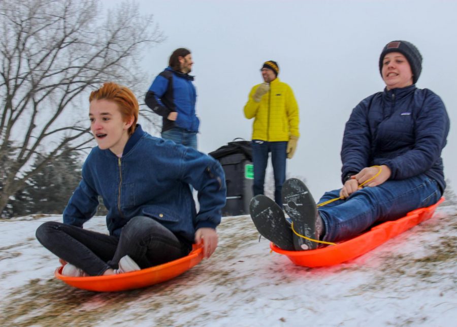 Val Chafee beating a classmate down the hill