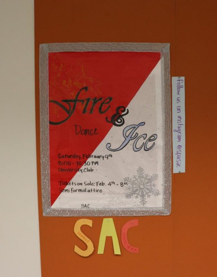 SAC created a poster that outlined all the information about the Dance and posted it on their board space.