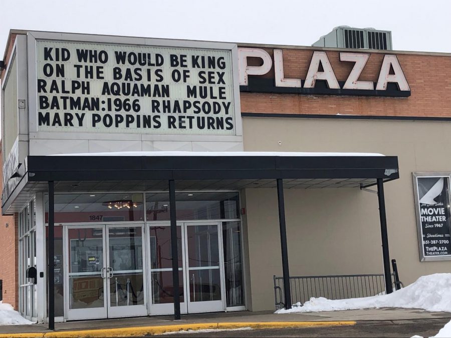 The Plaza Theater in Maplewood as seen from the parking lot.