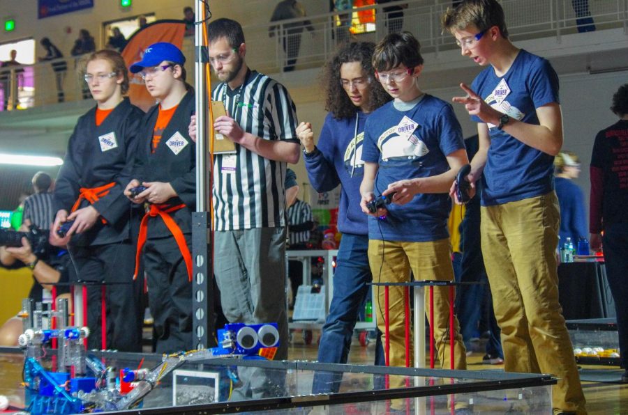 John Hall, Hayden Graff, and Gabriel Konar-Steenberg control their robot.