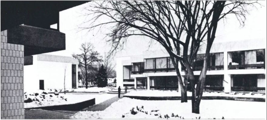 The newly constructed Driscoll Learning Center circa 1973, named for W. John Driscoll, class of 1947.