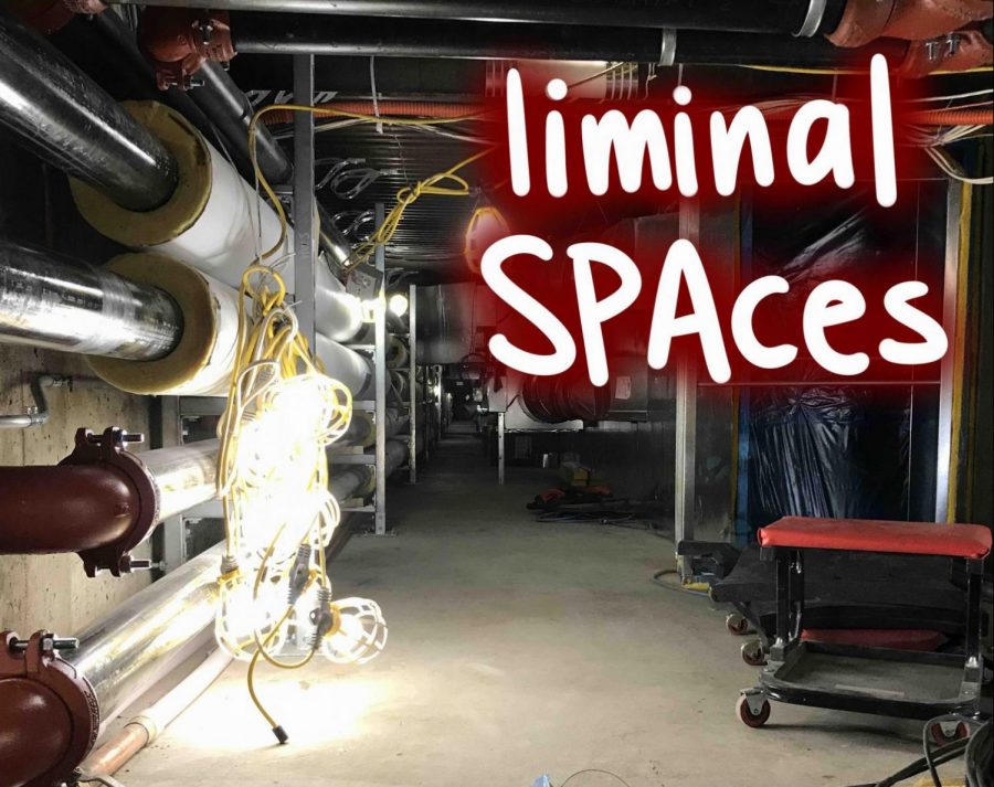 A photo of the "asbestos hallway" under the cafeteria.
