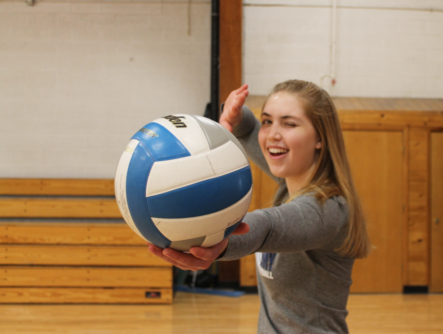 Junior Sydney Therien winks every time she serves in volleyball as a special good luck charm.