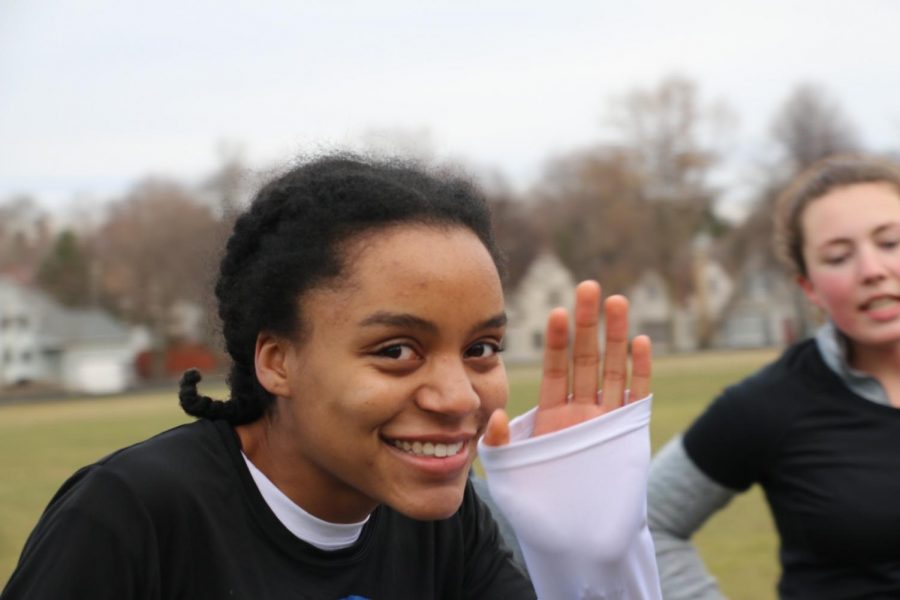 Senior and captain Rachael Johnson smiles at her ultimate game. 