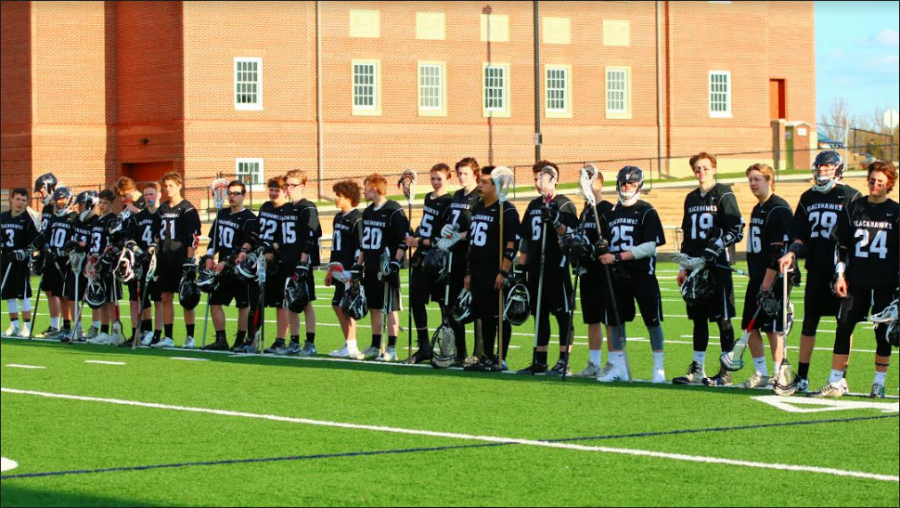 The Blackhawks lacrosse team before a game. 
