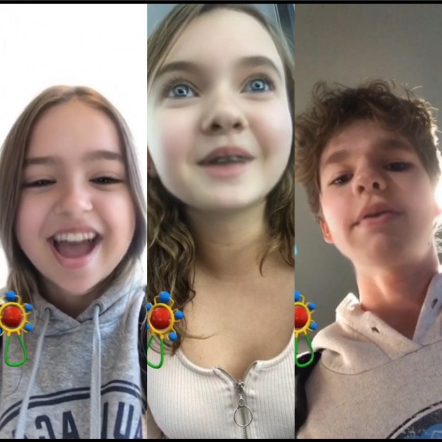 Students used the "Baby" filter on Snapchat to answer the question: What is your favorite childhood memory? 