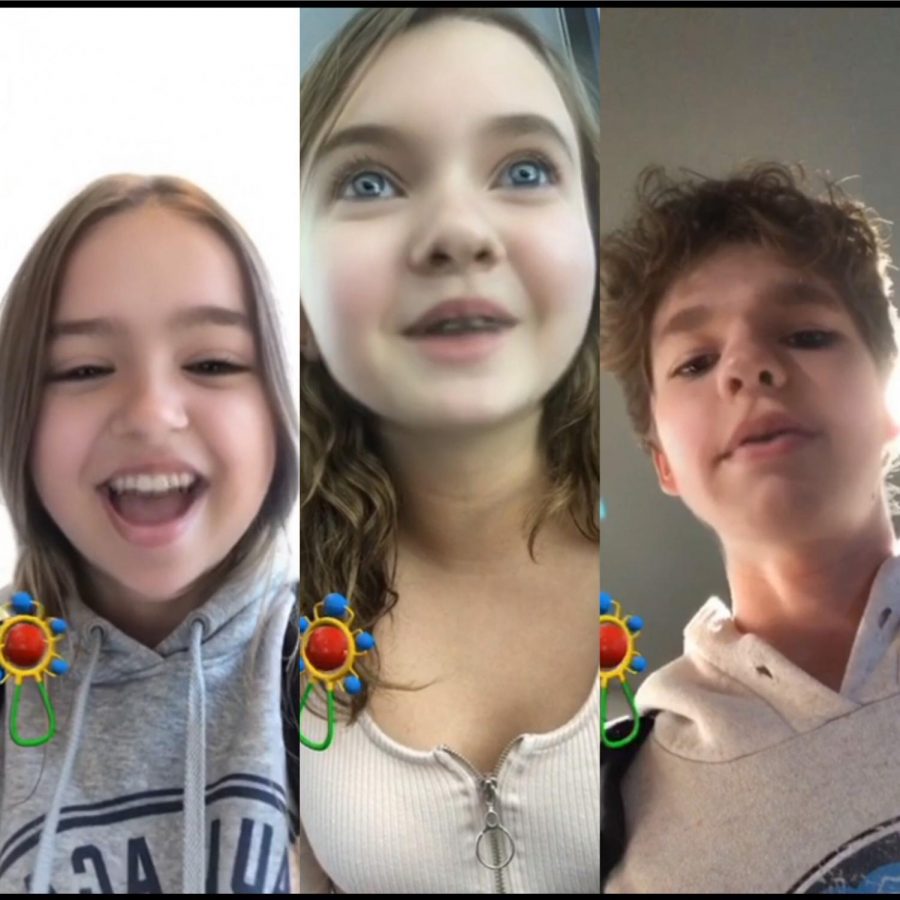 Students used the Baby filter on Snapchat to answer the question: What is your favorite childhood memory? 